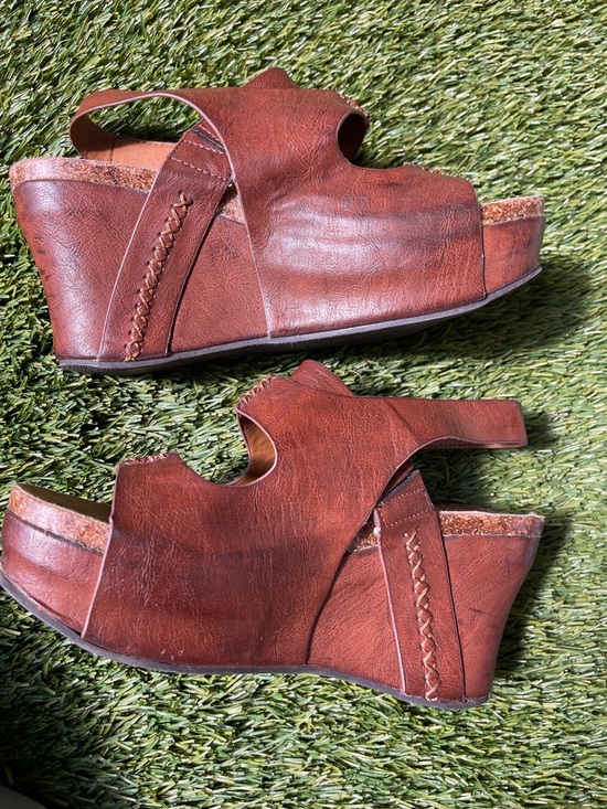 Pierre Dumas Shoes - Pierre Dumas Brown Leather Wedge Sandals